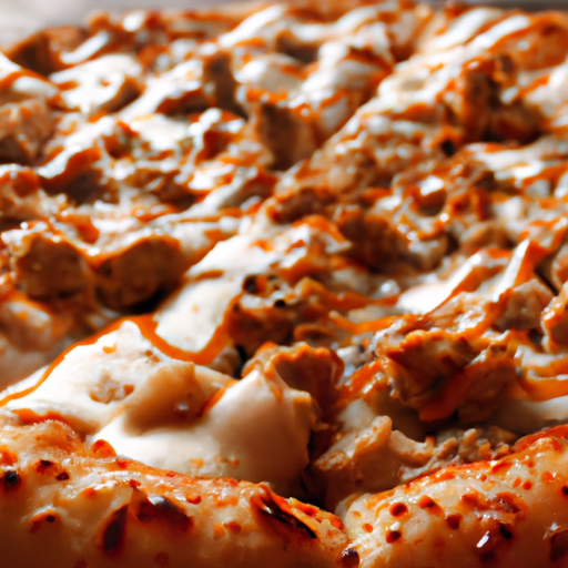 BBQ Chicken Pizza with tangy BBQ sauce, chicken pieces, and melted cheese